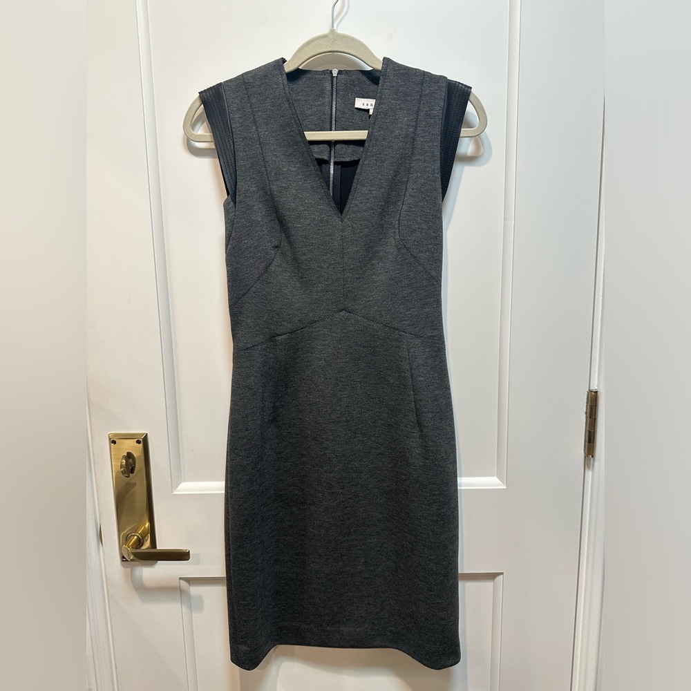 Sandro Stretch Dress with leather detail.
